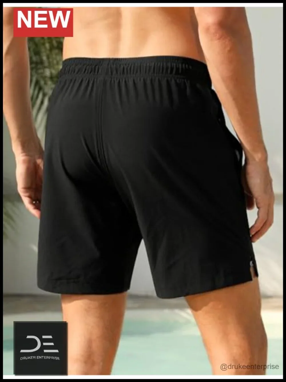 Men's 7-Inch Swim Trunks with Zipper Pockets and Built-in Liner